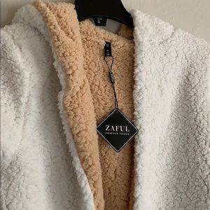 NWT Zaful Teddy Cardigan Sweater Hoodie